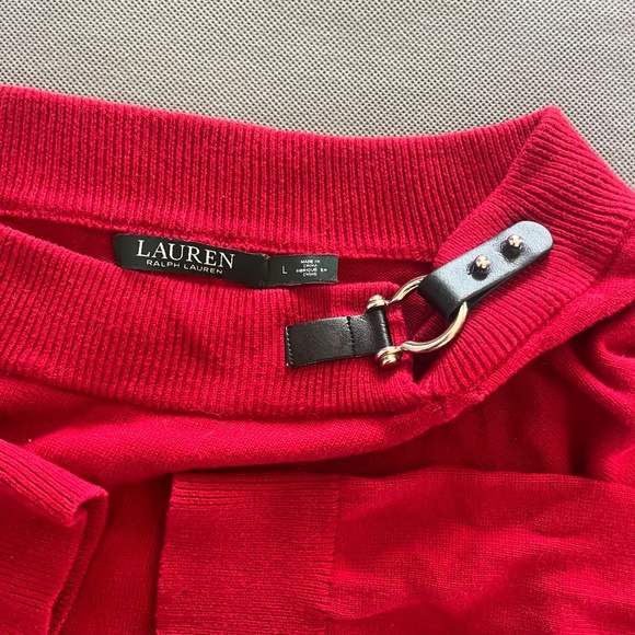 Lauren Ralph Lauren Red Cotton Buckle Neck Detail Long Sleeve Sweater M - Picture 5 of 6